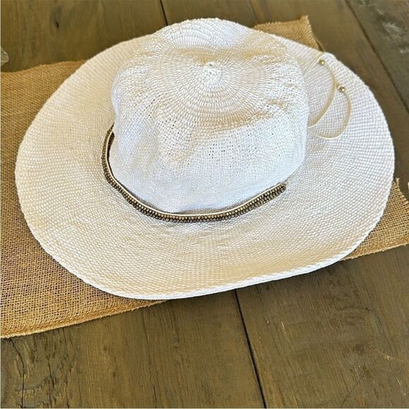 🆕 Free People Monte Carlo Wide Brim Straw Hat / White - Picture 10 of 12